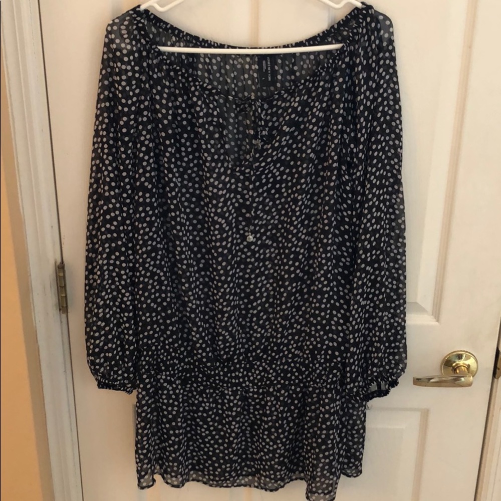 JONES NEW YORK Long Sleeve Polka Dot Blouse